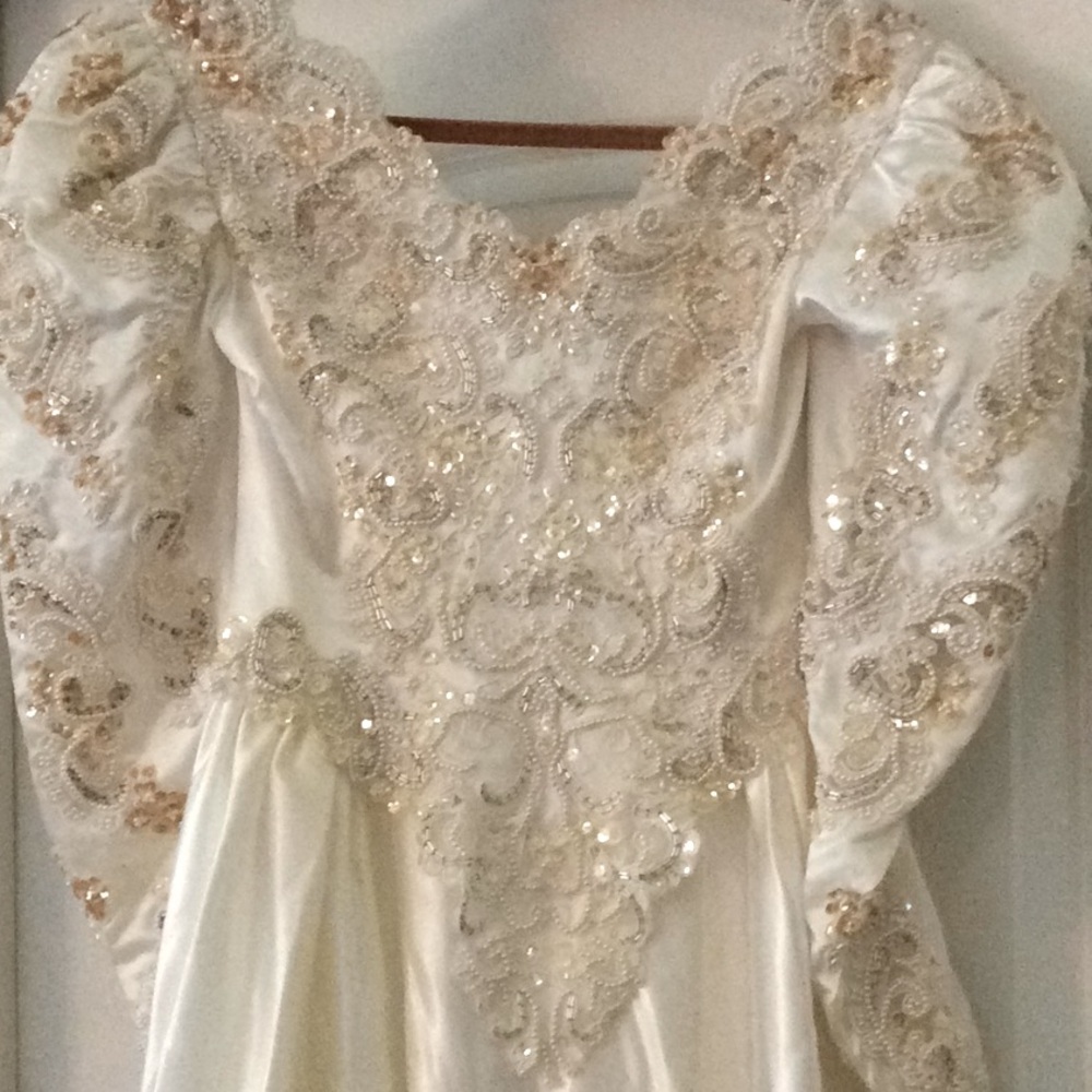 Beaded Wedding Gown with Long Train